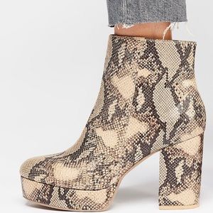 FreePeople platform snakeskin booties by Matisse